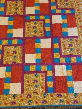 Colorful Patchwork Cotton Baby Quilt - Multicolor with Woodland Critters